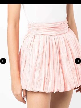 LoveShackFancy Pleated Bubble Mini Skirt in Pale Pink